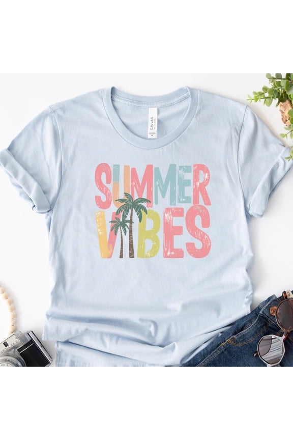 Summer Vibes Tshirt, Neon Trendy Summer Shirt, Summer Shirt, Distressed Beach Tee, 2025 Trendy Women's Shirt, Sunshine Shirt Sweatshirt All Size S-5XL