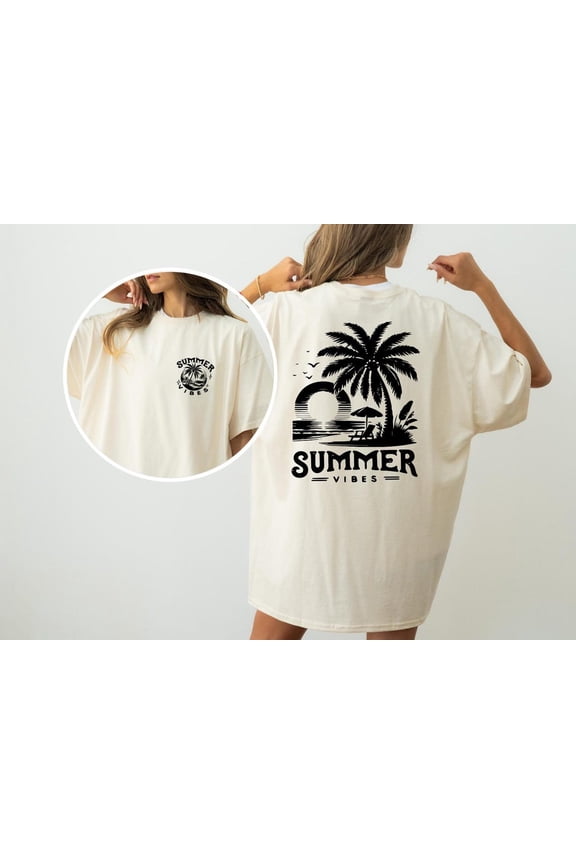 Summer Vibes Tshirt, Retro Sunset Tee Beach-Inspired Shirt Positive Vibes&Ocean Lover Shirt, Retro Summer Shirt, Summer Vacation Shirts, F6191 All Size S-5Xl