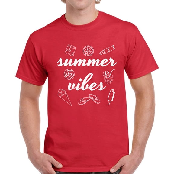Summer Vibes White Shapes T-Shirt for Men - S M L XL 2XL 3XL 4XL 5XL Graphic Tee - Summer Clothes Collection Vacation Shirt Mens