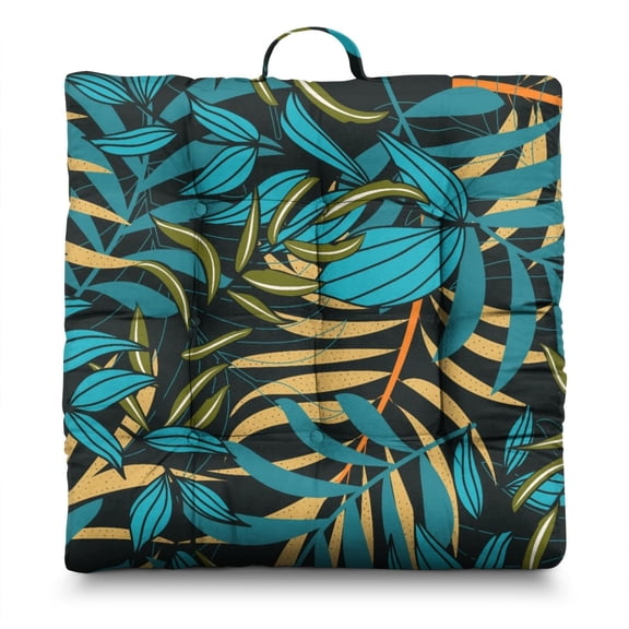 Summer Vibes Zabuton Pillow - Fluffy & Resilient Floor Seating with Tropical Leaf Pattern