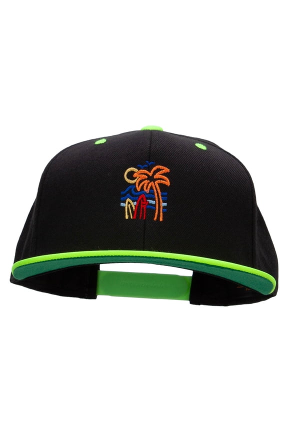 Summer Vibin Embroidered Wool Blend 2 Tone Classic Snapback - Black Yellow OSFM