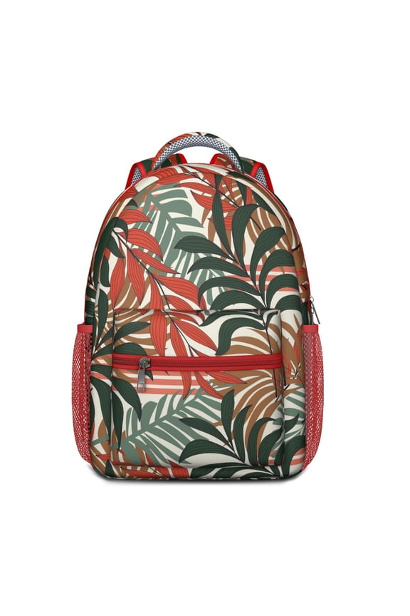 Summer Vibrant Waterproof Backpack - Retro Botanical Design with Breathable Mesh for College Students