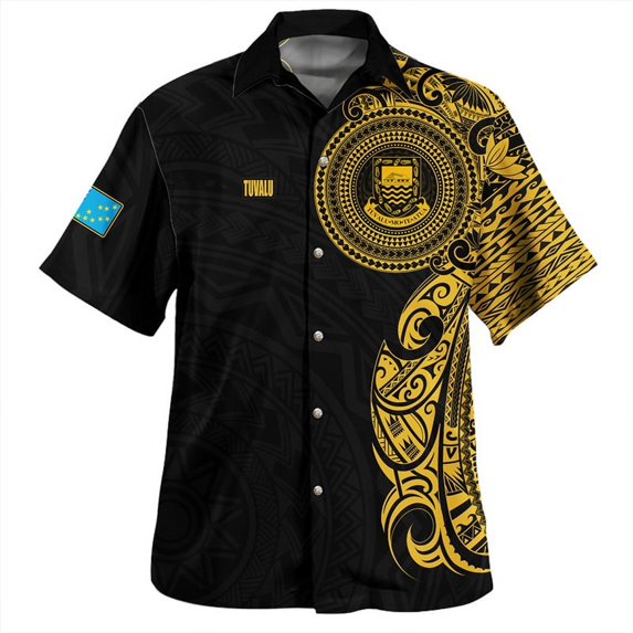 Summer Vintage 3D Polynesian Tuvalu Emblem Printed Shirts Tuvalu Flag Graphic Short Shirts Men wear Shirts Blouses