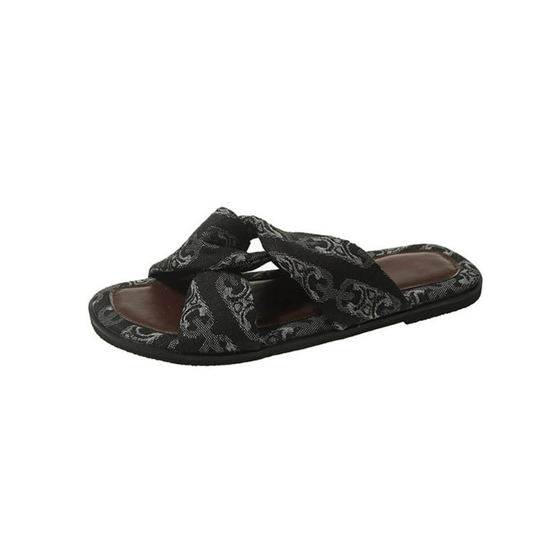 Summer Vintage Slippers for Women Twist Knot Open Toe Slip on