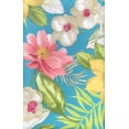 thumbnail image 1 of Summer Vinyl Tablecloth: Beautiful Tropical Flowers on Aqua Blue Background 52" x 70" Inch, 1 of 4
