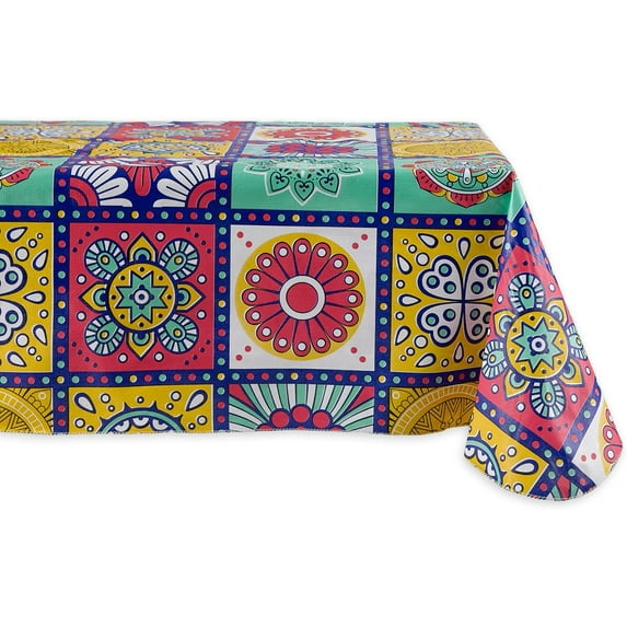 Summer Vinyl Tabletop Collection Flannel Backed Floral Tablecloth, Rectangle 60x84, Tropical Bahama