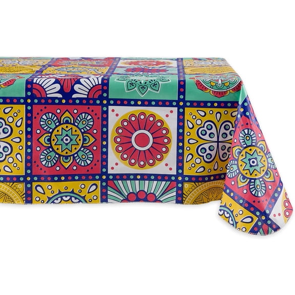 Summer Vinyl Tabletop Collection Flannel Backed Floral Tablecloth, Rectangle 60x84, Tropical Bahama