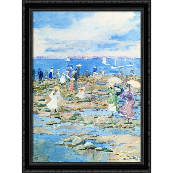 Summer Visitors 28x38 Large Black Ornate Wood Framed Canvas Art by Maurice Prendergast