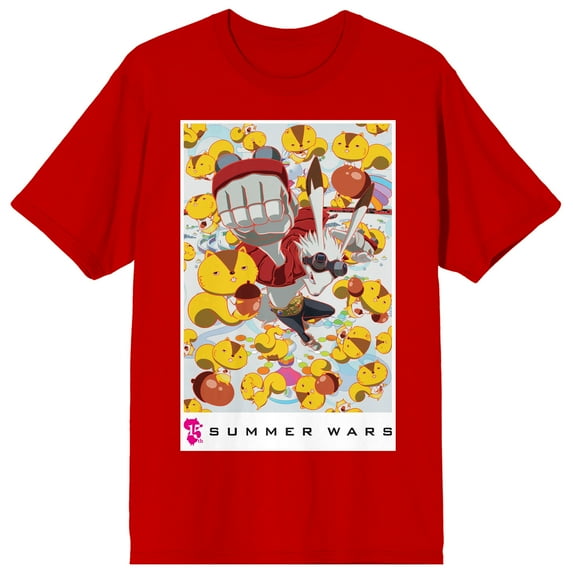 Summer Wars 15th Anniversary Key Art Men's Red Crew Neck Short Sleeve T-shirt-XXL