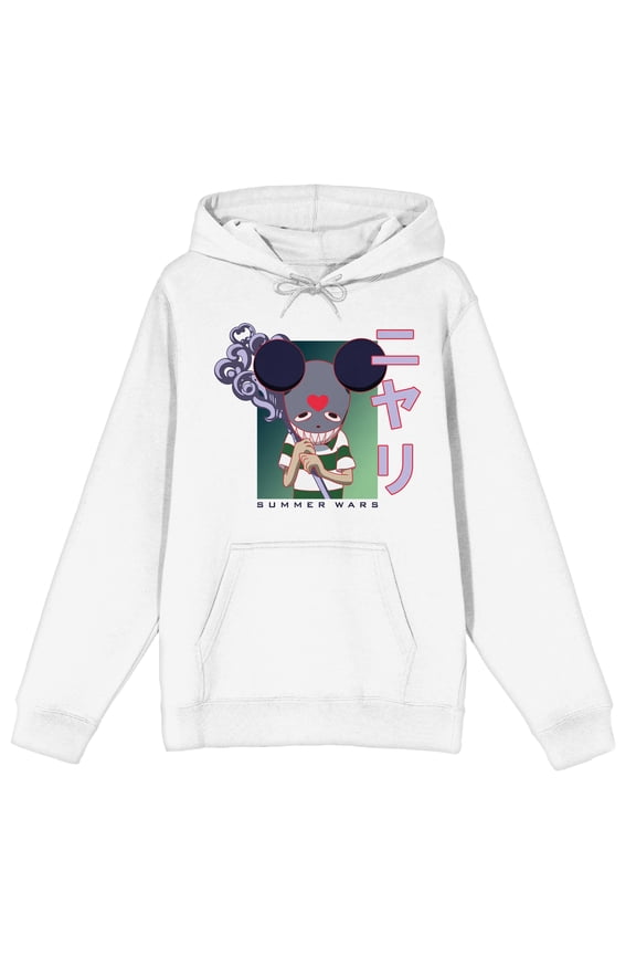 Summer Wars Kenji Front And Back Art Long Sleeve White Adult Sweatshirt-Small