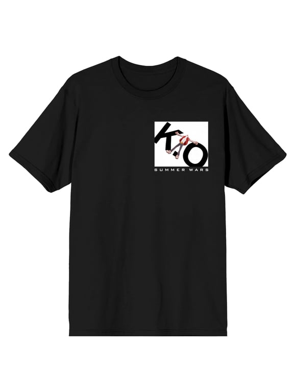 Summer Wars King Kazuma K.O. Crew Neck Short Sleeve Black Men's T-shirt-XS