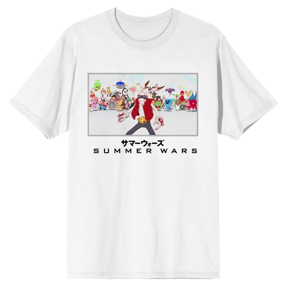 Summer Wars Weird Creatures In The Virtual World Crew Neck Short Sleeve Men's White T-shirt-Large