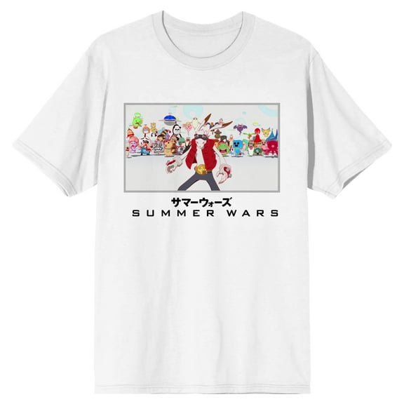 Summer Wars Weird Creatures In The Virtual World Crew Neck Short Sleeve Men's White T-shirt-Small
