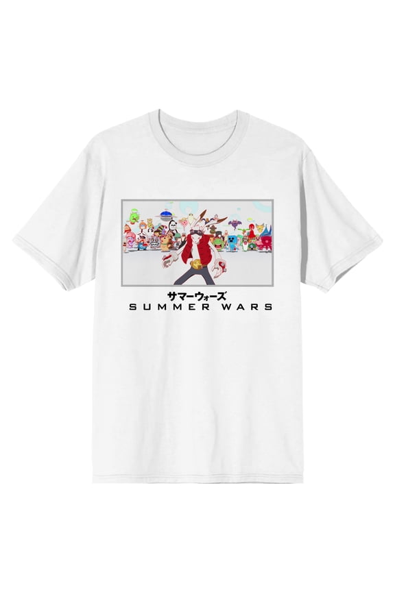 Summer Wars Weird Creatures In The Virtual World Crew Neck Short Sleeve Men's White T-shirt-Small