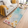 thumbnail image 1 of Summer Washable Runner Rugs 2'x6', Ocean Beach Yellow Flowers Starfish Linen Texture Low Pile Throw Entryway Rug Non-Slip Sturdy Edge Binding Carpet for Indoor Bedside Entrance Bedside, 1 of 9