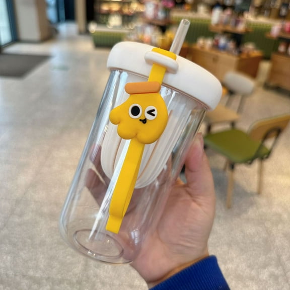 Summer Water Bottle 500ml Cute Kids Adult Water Bottle Unique Shape Water Cup Cute Shape Plastic Cup Portable With Plastic Kettle With Straw/ Children'S Summer Water Cup A