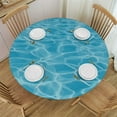 thumbnail image 1 of Summer Water Teal Fitted Elastic Table Cover for Round Table, Waterproof Oil Proof Tablecloth for Indoor Outdoor, 1 of 8