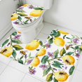 thumbnail image 1 of Summer Watercolor Bathroom Rugs Set Lemon Purple Flower Leaf Non Slip Absorbent Soft Bath Mats 3 Piece Set with Bathroom Rug, U-Shaped Floor Mat, Toilet Seat Cover Large Size, 1 of 9