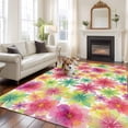 thumbnail image 1 of Summer Watercolor Flowers Area Rugs 5x7 ft Colorful Floral Pastoral Style Washable Rug Non Slip Indoor Carpet Absorbent Floor Mat for Living Room Bedroom Dining Room, 1 of 9