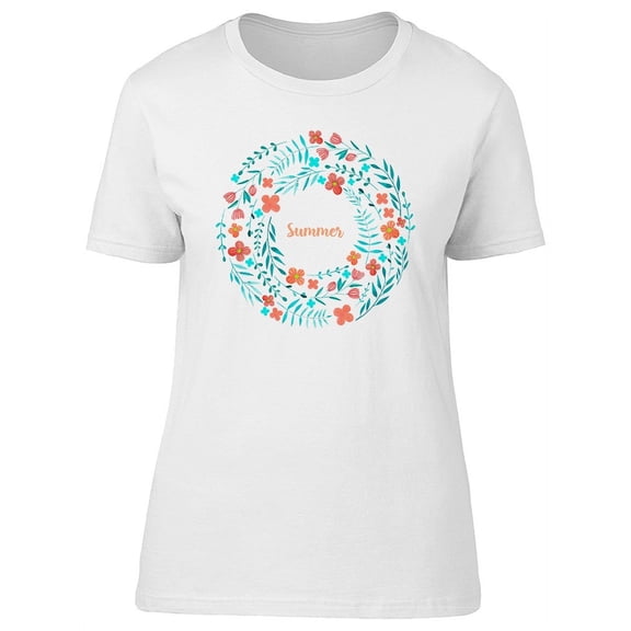 Summer, Watercolor Flowers, Cute T-Shirt Women -Image by Shutterstock, Female Large