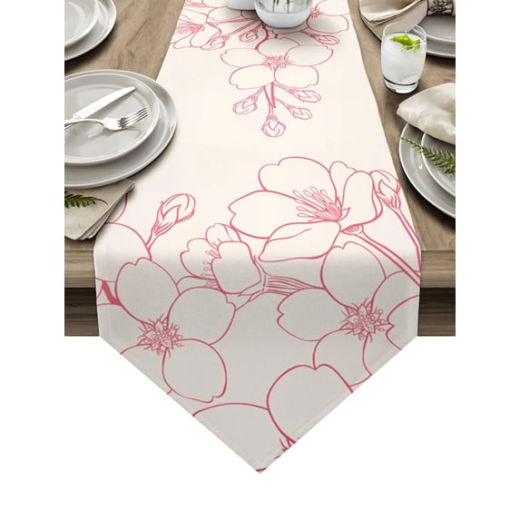 Summer Watercolor Flowers Table Runner Modern Table Flag Home Party Country Wedding Decoration Tablecloth Table Runners