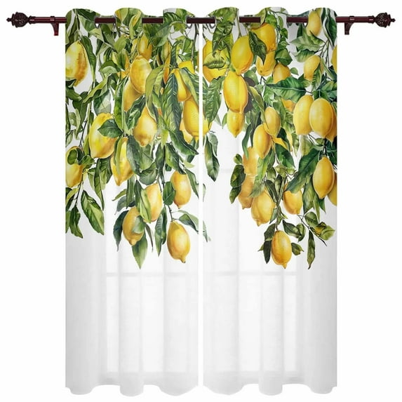 Summer Watercolor Lemon Vintage Window Curtains for Living Room Luxury Bedroom Curtain Kitchen Blinds Drapes Curtains cortinas