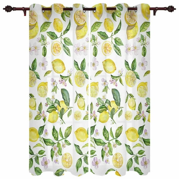 Summer Watercolor Lemon Vintage Window Curtains for Living Room Luxury Bedroom Curtain Kitchen Blinds Drapes Curtains cortinas