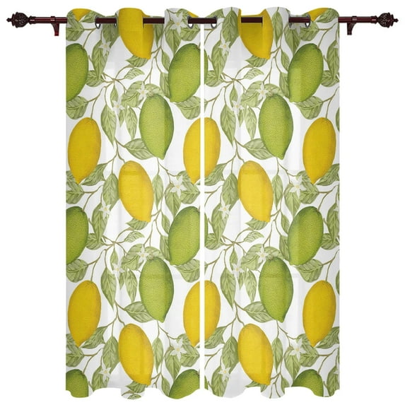 Summer Watercolor Lemon Vintage Window Curtains for Living Room Luxury Bedroom Curtain Kitchen Blinds Drapes Curtains cortinas