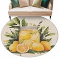 thumbnail image 1 of Summer Watercolor Round Area&nbsp;Rug 6ft Lemon Tea Vintage Rustic Linen Non-Slip&nbsp;Washable Circle Rugs Soft Felt Indoor Floor Mat for Bedroom Kitchen Living Room Bathroom, 1 of 9