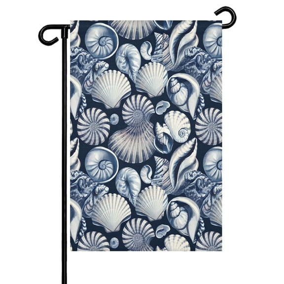 Summer Watercolor Style Garden Flag 12x18 Inch Ocean Nautilus Conch Shell Double Sided Small Decorative Garden Flags for Outside, Outdoor Yard Porch Lawn Decoration