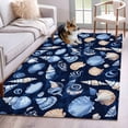 thumbnail image 1 of Summer Watercolor Style Washable Area Rugs 4'x6', Blue Ocean Brown Shell Nautilus Low Pile Throw Living Room Rug Non-Slip Sturdy Edge Binding Carpet for Indoor Entryway Bedside Kitchen, 1 of 9