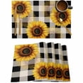 thumbnail image 1 of Summer Watercolor Sunflower Still Life Placemats Set of 4,Wipeable Washable Table Mats for Dining Tables,Black Gingham Check Place Mats for Kitchen Event Party Tabletop Decor, 1 of 7