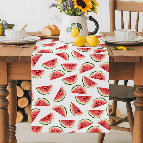 Summer Watercolor Watermelon Table Runner 72 Inches Long, Classic Sweet Fruit Table Runners Tabletop Scarf Kitchen Dining Tables Decoration for Home Party Indoor Outdoor
