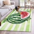thumbnail image 1 of Summer Watermelon Area Rugs 4x6 ft Green Stripes Watercolor Fruit Washable Rug Non Slip Indoor Carpet Absorbent Floor Mat for Living Room Bedroom Dining Room, 1 of 9