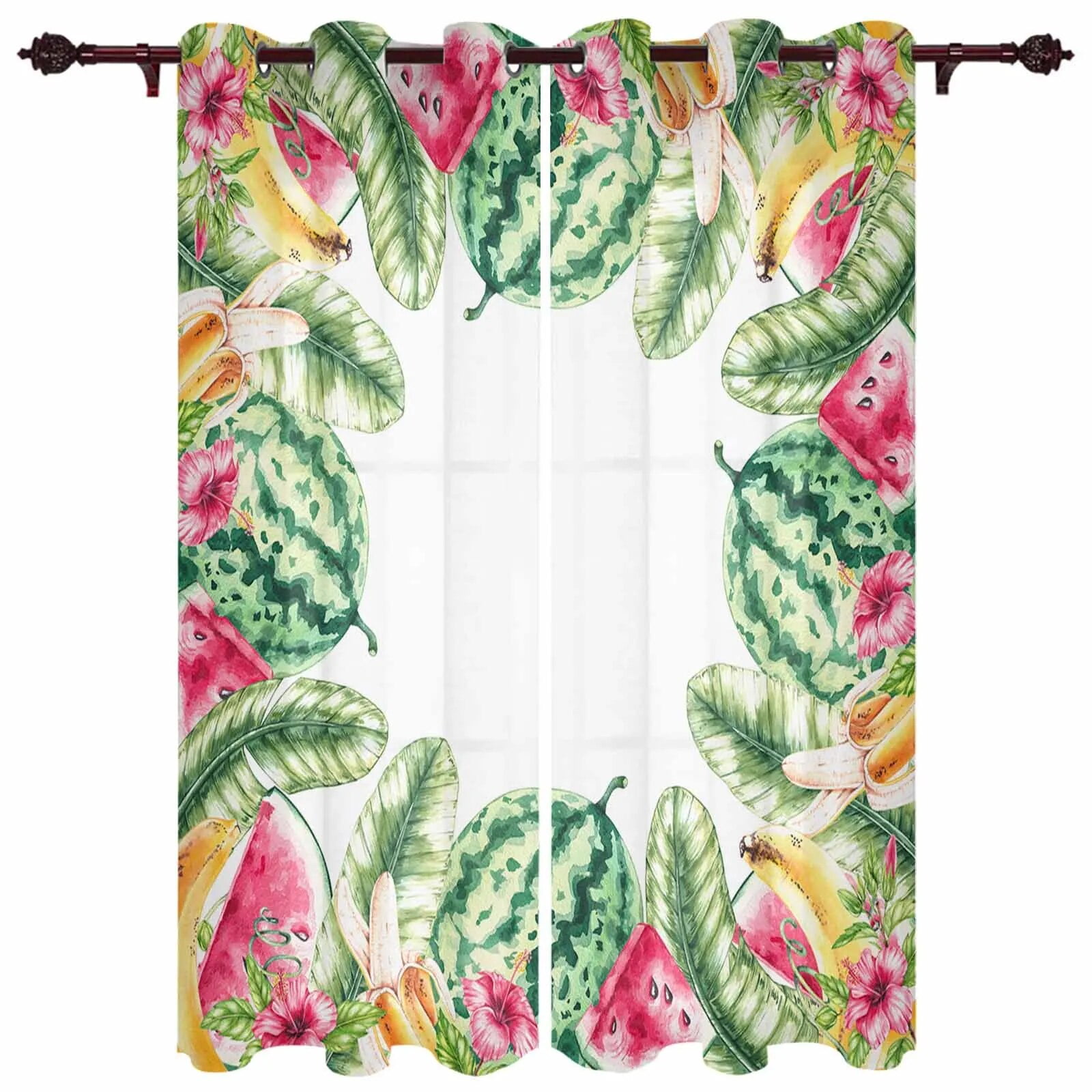 Summer Watermelon Banana Leaf Flower Window Curtains for Living Room ...