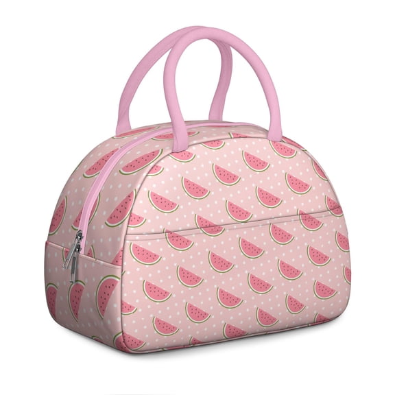 Summer Watermelon Insulated Lunch Box, Reusable Cooler Bag with Geometric Watermelon Design, Perfect for Work, Picnic, and Beach Parties