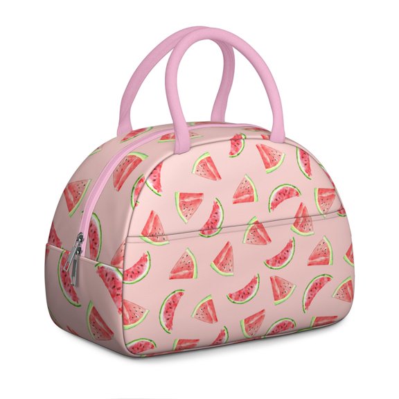 Summer Watermelon Insulated Lunch Box, Reusable Cooler Bag with Geometric Watermelon Design, Perfect for Work, Picnic, and Beach Parties
