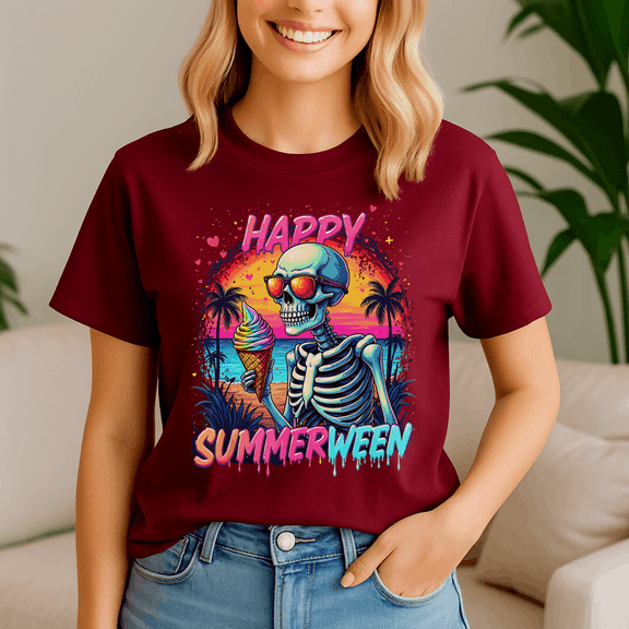 Summer Watermelon Jack Lantern, Summerween Shirt, Summer Halloween TShirt, Cute Spooky Ghost Tee, Halloween Shirt, Halloween Gift, Ghost Beach , Pumpkin Spooky Season