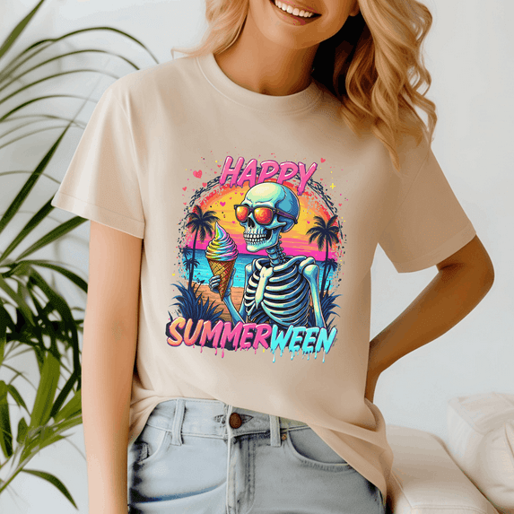 Summer Watermelon Jack Lantern, Summerween Shirt, Summer Halloween TShirt, Cute Spooky Ghost Tee, Halloween Shirt, Halloween Gift, Ghost Beach , Pumpkin Spooky Season