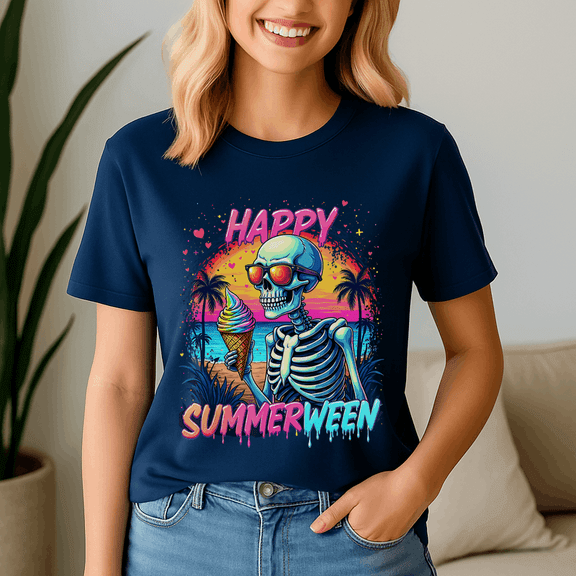 Summer Watermelon Jack Lantern, Summerween Shirt, Summer Halloween TShirt, Cute Spooky Ghost Tee, Halloween Shirt, Halloween Gift, Ghost Beach , Pumpkin Spooky Season