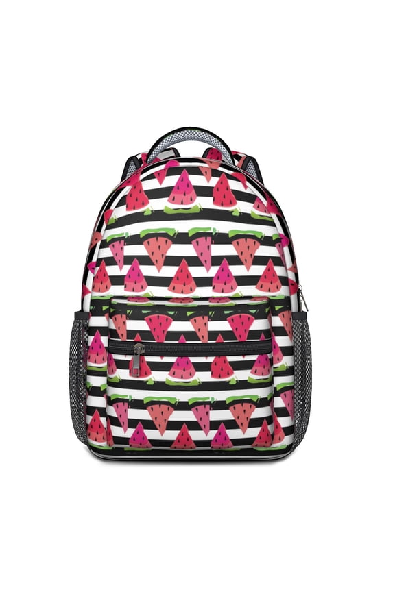 Summer Watermelon Backpack with Tropical Fruit Pattern Print Aesthetic Watermelon Lovers Cute Sunshine Beach Party Fresh Geometric Refresh for School Use