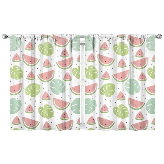 Summer Watermelon Lovers Kitchen Curtains 2 Panels, 42x54 Inch Fresh Watermelon Pattern, Rod Pocket Farmhouse Window Panels