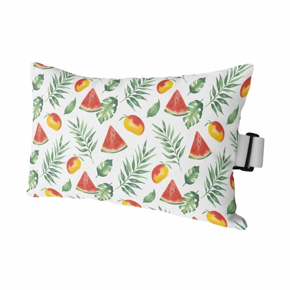 Summer Watermelon Mango Outdoor Pillow for Chaise Lounge Chair,Tropical Plants Green Leaves Waterproof Headrest Lumbar Pillows with Insert&Elastic Strap for Patio Pool Garden Chairs Decor,1 Pack