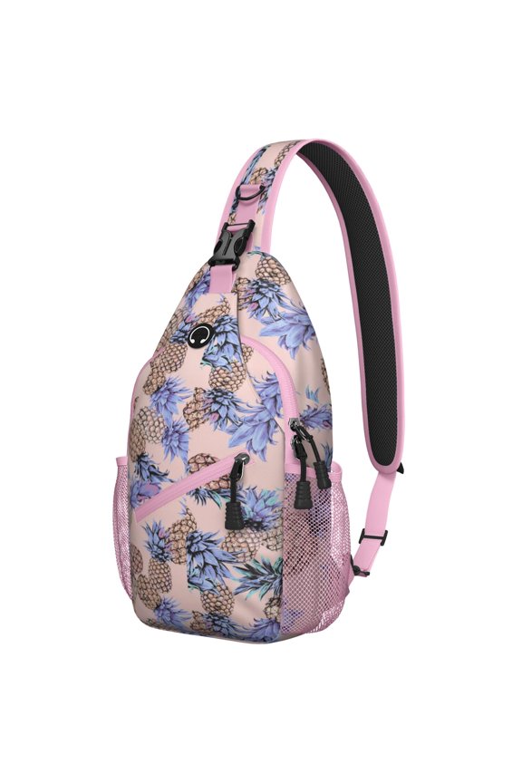 Summer Watermelon Pattern Sling Backpack, Lightweight Crossbody Bag with Cute Tropical Fruit Print, Durable Design with Multi-Layer Storage for Travel and Outdoor Activities