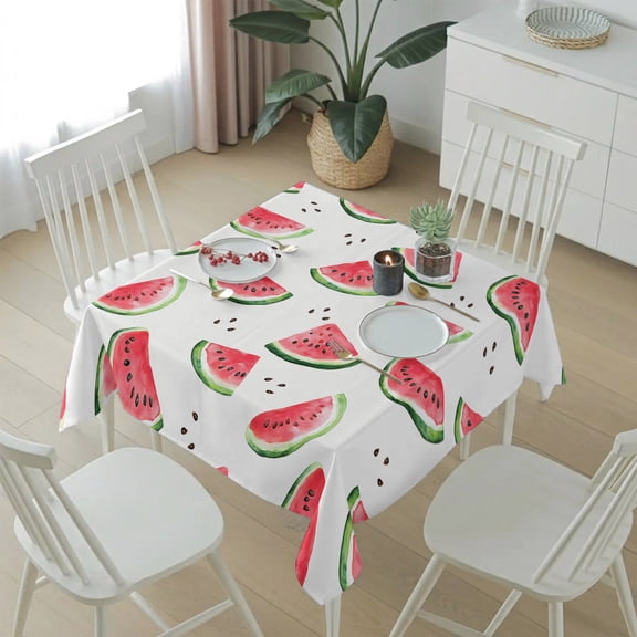 Summer Watermelon Seamless Table Cloth 54x54in, Waterproof Square Tablecloth Wipeable Tablecloths Farm Fruit Harvest Table Covers for Dining Tables Party Indoor Outdoor