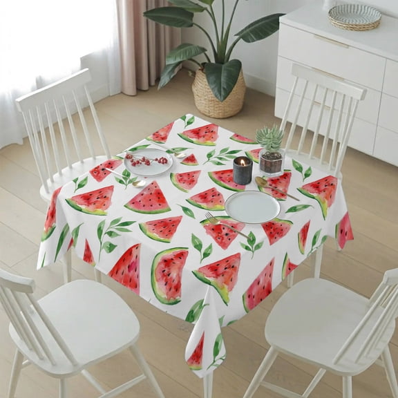 Summer Watermelon Seamless Table Cloth 54x54in, Waterproof Square Tablecloth Wipeable Tablecloths Tropical Fruit Table Covers for Dining Tables Party Indoor Outdoor