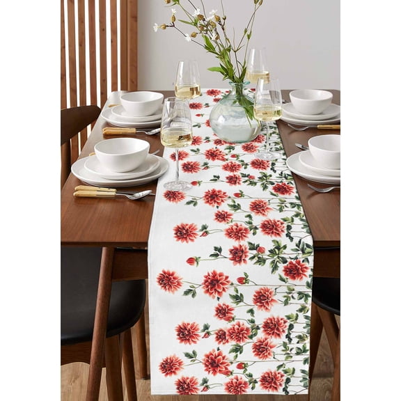 Summer Watermelon Seamless Table Runner 13x36in Non-Slip Cotton Linen Table Runners, Farm Fruit Harvest Dresser Scarves TableRunner for Dinner Kitchen Dining Wedding Party