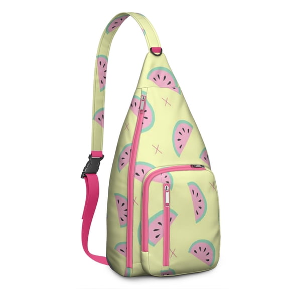 Summer Watermelon Sling Backpack – Cute & Vibrant Tropical Hiking Bag – Lightweight, Durable & Functional for Travel, Beach Days, and Outdoor Adventures