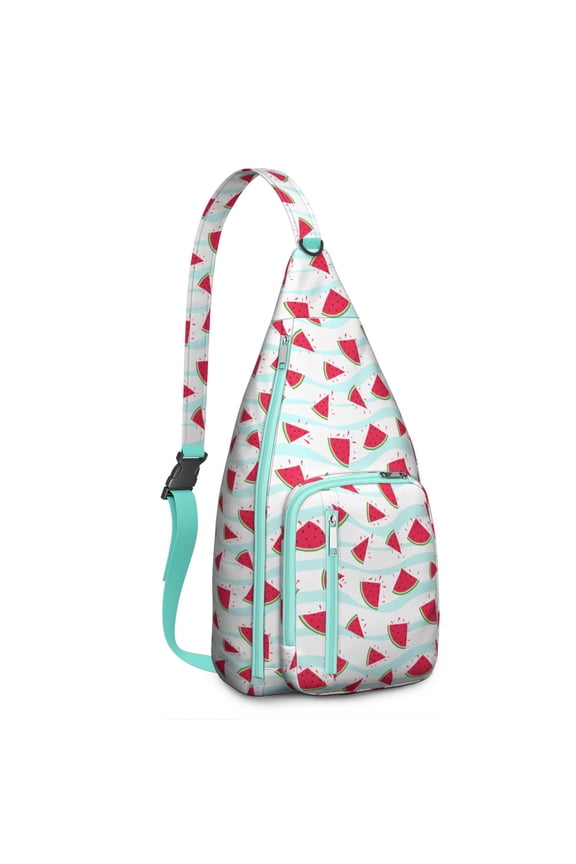 Summer Watermelon Sling Backpack – Cute & Vibrant Tropical Hiking Bag – Lightweight, Durable & Functional for Travel, Beach Days, and Outdoor Adventures