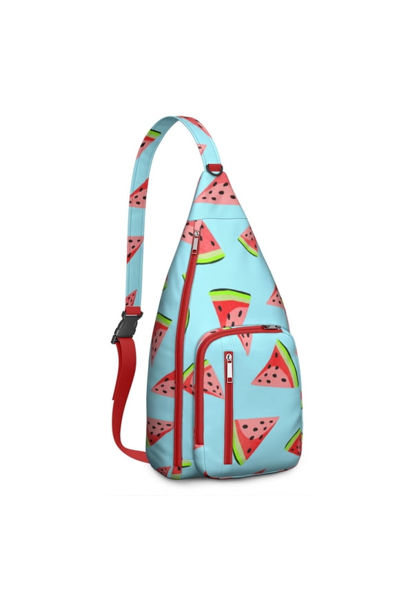 Summer Watermelon Sling Backpack – Cute & Vibrant Tropical Hiking Bag – Lightweight, Durable & Functional for Travel, Beach Days, and Outdoor Adventures